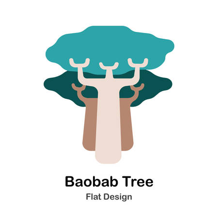 Baobab trees flat illustrationのイラスト素材