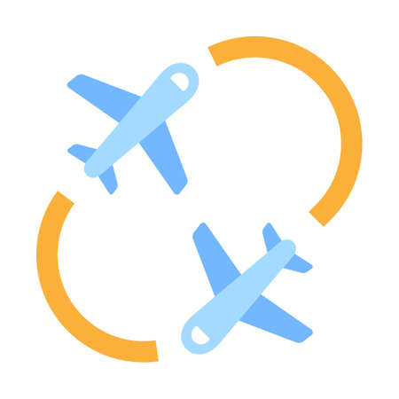Planes with round trip arrows vector illustration in flat color designのイラスト素材