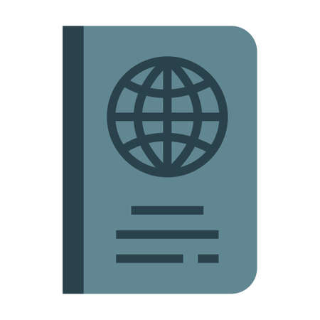 Passport with world icon vector illustration in flat color designのイラスト素材