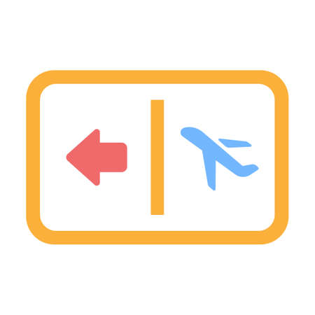 Left side arrow and a plane inside guide post vector illustration in flat color designのイラスト素材