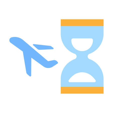 Hourglass and plane vector illustration in flat color design