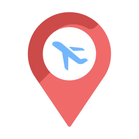 Plane inside map pointer vector illustration in flat color designのイラスト素材