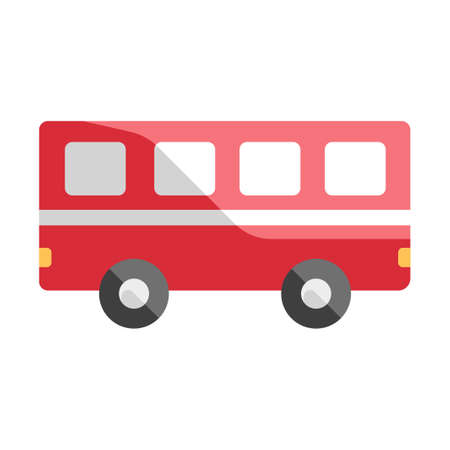 Red bus vector illustration in flat color designのイラスト素材
