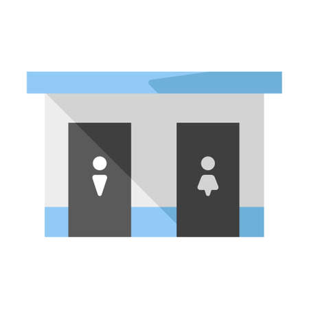 Toilet with a man and woman icon vector illustration in flat color designのイラスト素材