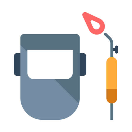 Welding mask with welding tool vector illustration in flat color designのイラスト素材