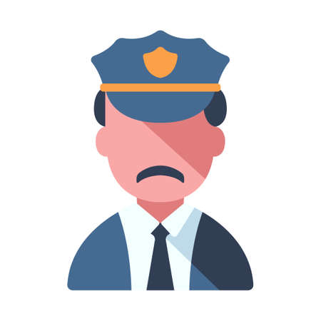 Man with police uniform vector illustration in flat color designのイラスト素材