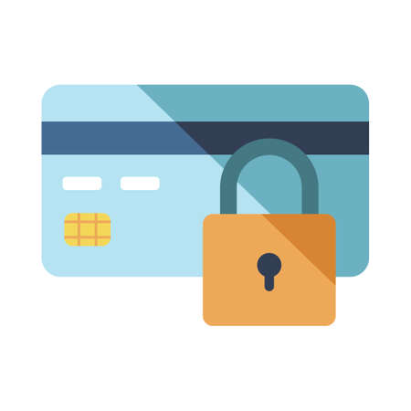 Credit card with lock vector illustration in flat color designのイラスト素材