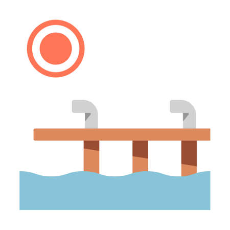 Dock and sun vector illustration in flat color designのイラスト素材