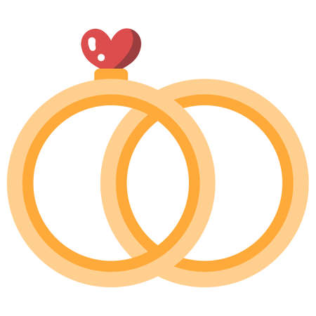 Rings with a heart vector illustration in flat color designのイラスト素材