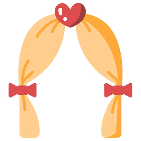 Wedding arch with a heart vector illustration in flat color designのイラスト素材