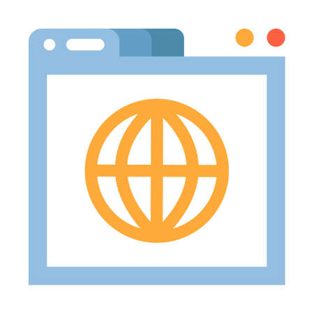 Website with world icon vector illustration in flat color designのイラスト素材