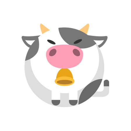 Puffy cow vector illustration in flat color designのイラスト素材