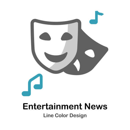 Mask with melody icon in flat color design vector illustrationのイラスト素材
