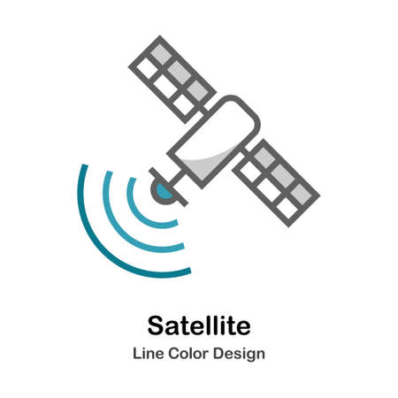 Satellite signal strength icon in flat color design vector illustrationのイラスト素材