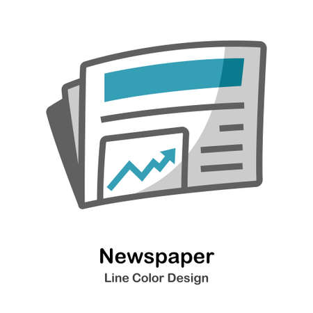 Newspaper Icon In Flat Color Design Vector Illustrationのイラスト素材