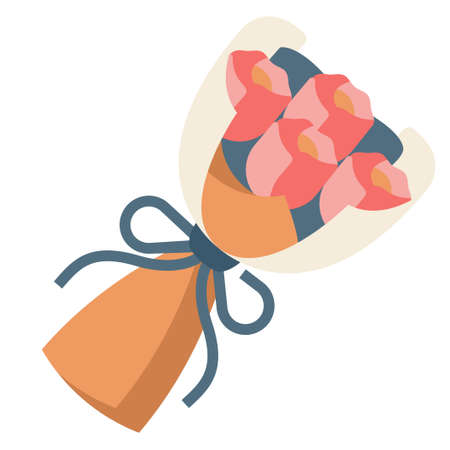 Rose bouquet vector illustration in flat color designのイラスト素材
