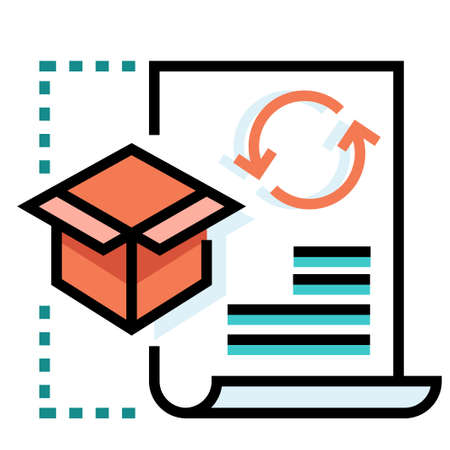 Paper with around arrow and box icon vector illustration in line color designのイラスト素材