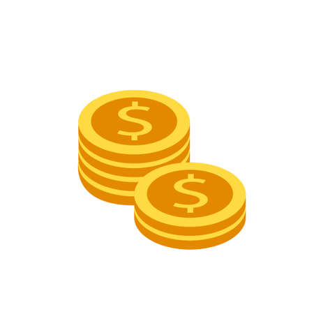 Coin stack icon in flat color design vector illustrationのイラスト素材