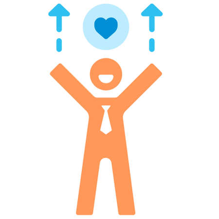 Happy salary man icon in flat color design vector illustration