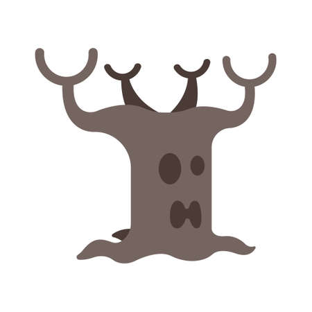 Scary tree icon in flat color design vector illustration