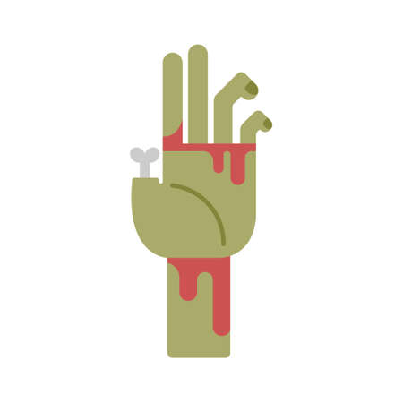 Zombie with bloody hand in flat color design vector illustrationのイラスト素材