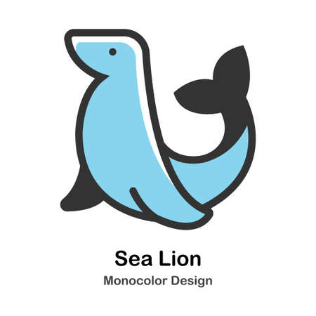 Sea Lion Monocolor vector illustrationのイラスト素材