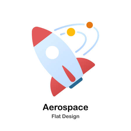 Rocket and Orbit Flat Vector Illustrationのイラスト素材