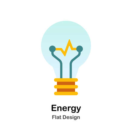 Lightbulb icon in flat color design vector illustrationのイラスト素材