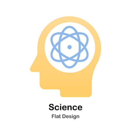 Human head with atom symbol icon in flat color design vector illustrationのイラスト素材