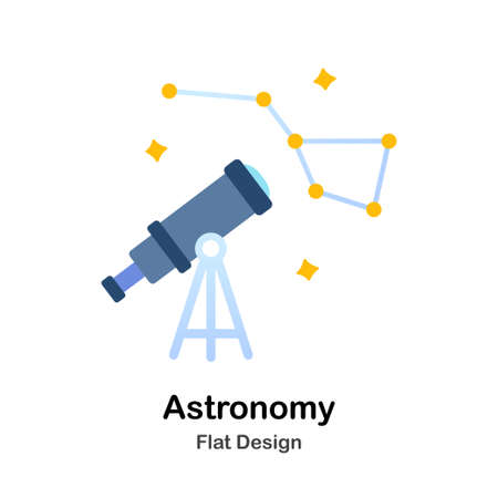 Telescope and stars Flat vector Illustrationのイラスト素材