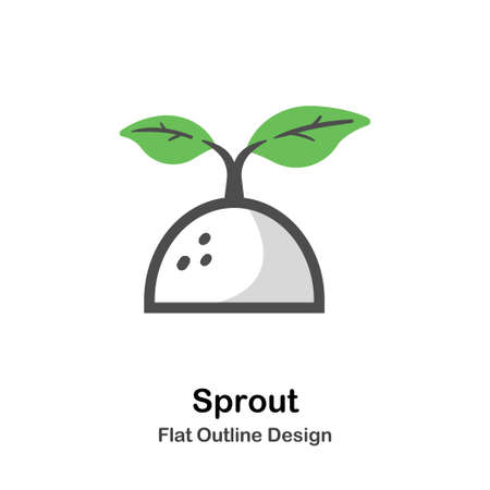 Sprout on the soil flat outline iconのイラスト素材
