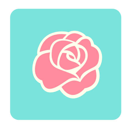 Pink rose icon in flat color design vector illustrationのイラスト素材