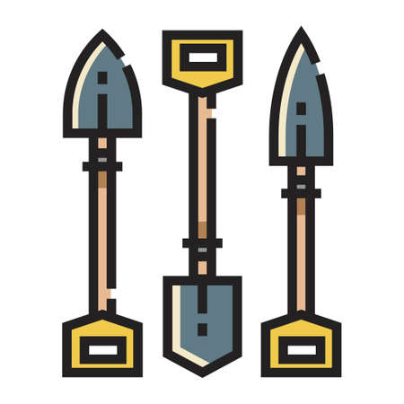 Three digging spades vector illustration in line color designのイラスト素材
