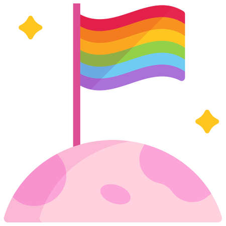 World and a rainbow flag vector illustration in flat color designのイラスト素材