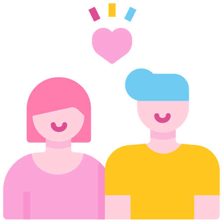 Couple with heart vector illustration in flat color designのイラスト素材