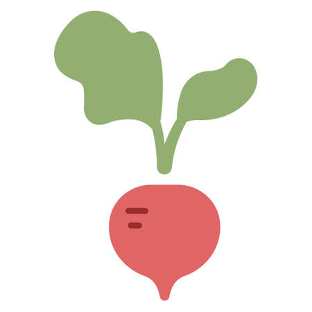 Red radish with leaf icon in flat color design vector illustration