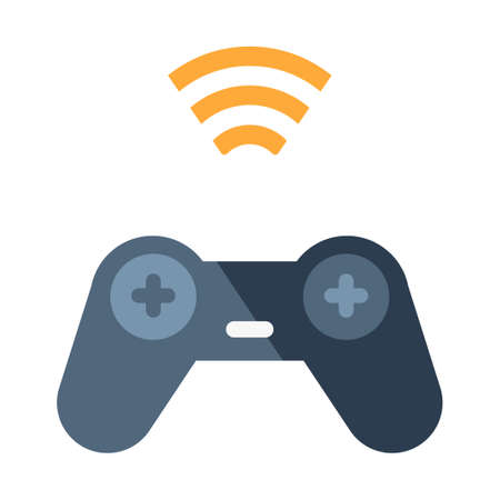 Game controller with signal icon vector illustration in flat color design
