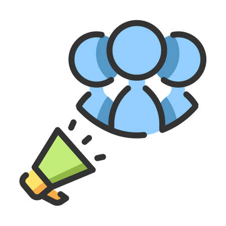 Speakerphone with people icon vector illustration in line color designのイラスト素材