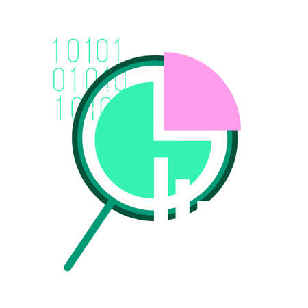 Pie graph icon with chart and programming languages vector illustration in flat color designのイラスト素材
