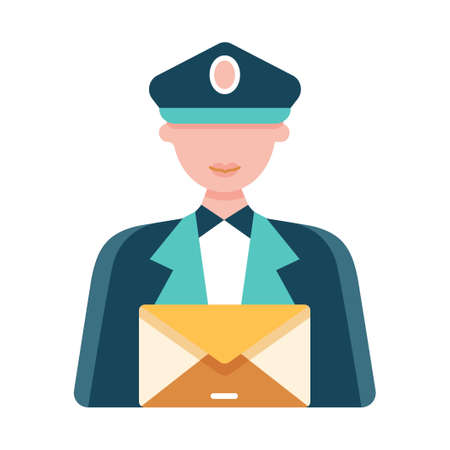 Postman with a mail vector illustration in flat color designのイラスト素材