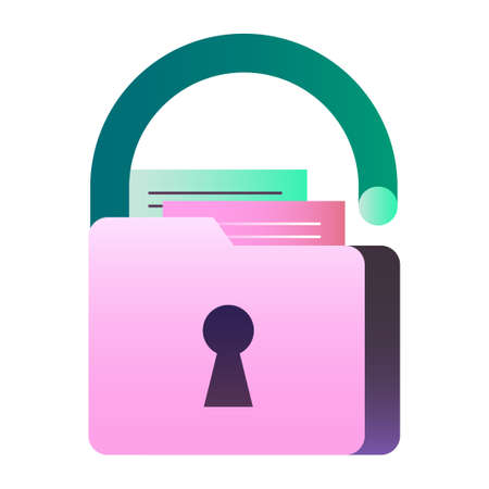 Data with key lock icon vector illustration in gradient design