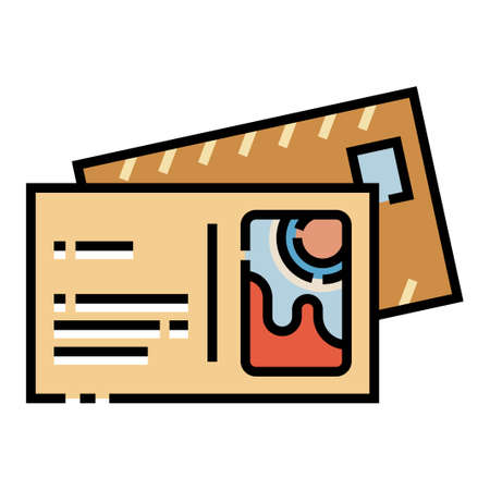 Postcard with envelope vector illustration in line color designのイラスト素材