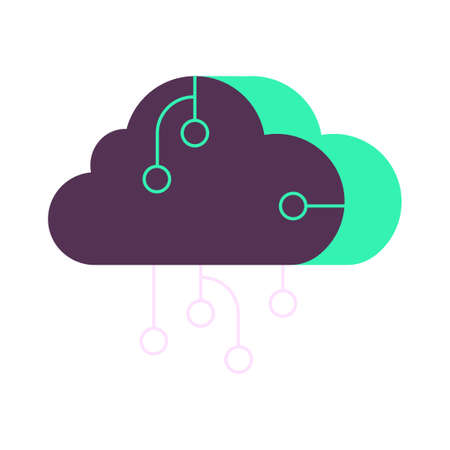 Cloud with graphic line vector illustration in flat color design