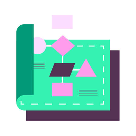 Flowchart on a paper icon vector illustration in flat color designのイラスト素材