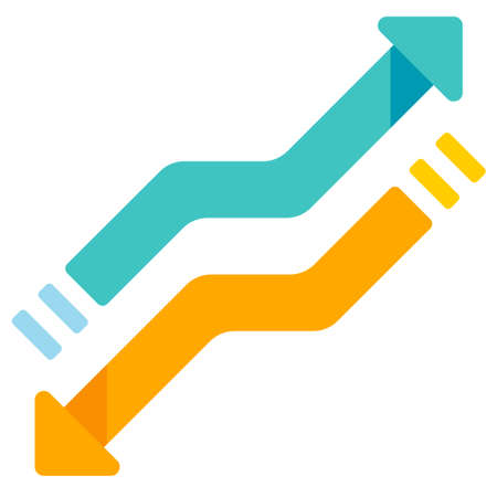 Increase arrow and decrease arrow vector illustration in flat color design
