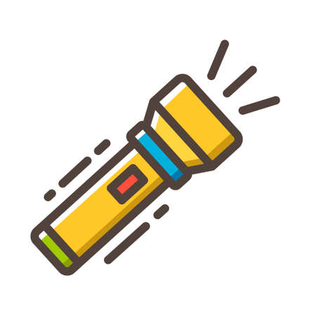 Flashlight icon in line color design vector illustration
