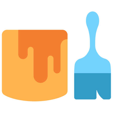 Brush and color bucket icon in flat color design vector illustrationのイラスト素材