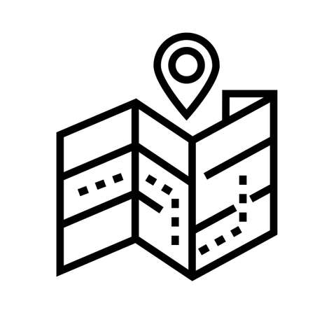 Map and pin vector illustration in line stroke designのイラスト素材