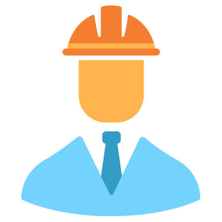 Engineer wearing helmet icon in flat color design vector illustrationのイラスト素材