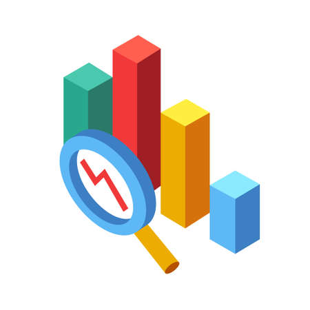 Magnifying glass with chart vector illustration in isometric designのイラスト素材